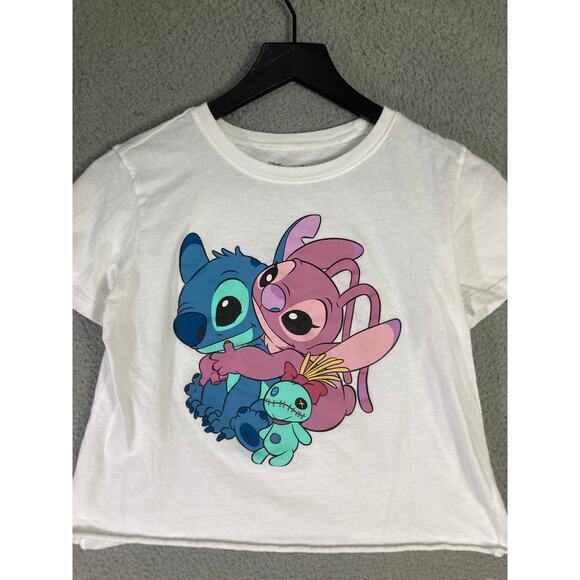Disney Lilo & Stitch Angel Hugging Stitch Women's Graphic Tee Size M White - Picture 3 of 5